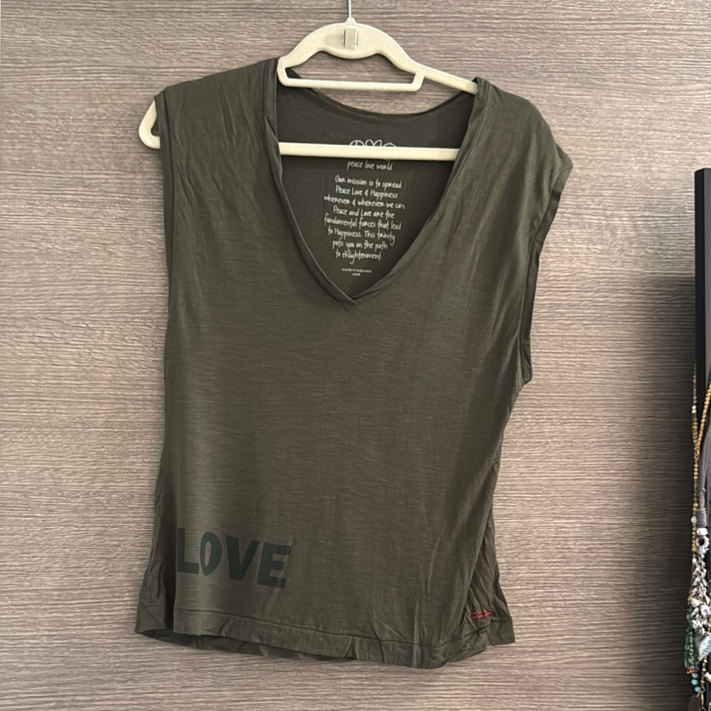 Olive Green V-Neck Women's Top